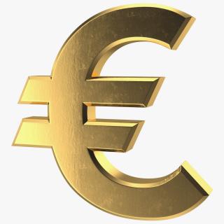 3D Golden Euro Sign