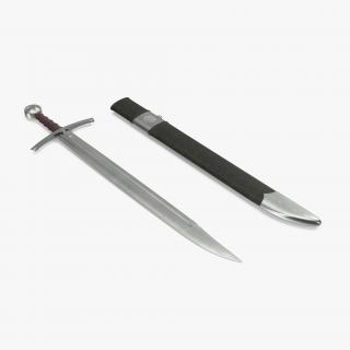 3D Falchion Sword with Sheath