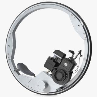 3D Monowheel Motorcycle White