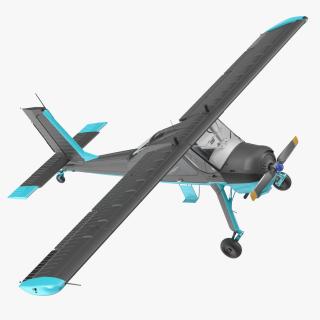 Single Engine Propeller Light Aircraft Black 3D model