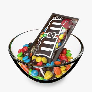 M and Ms Candies in Bowl with Package 3D