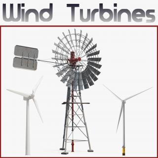 3D Wind Turbines Collection 2