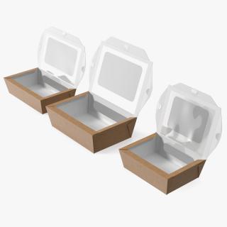 Opened Kraft Food Box with Window Set 3D