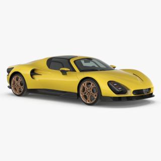 3D Luxury Sports Coupe Concept Yellow 2