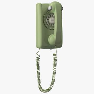 3D Vintage Green Rotary Dial Wall Phone