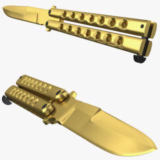 Balisong Butterfly Knife Gold 3D model