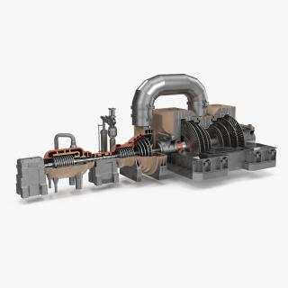 3D Steam Turbine Cutaway