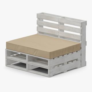 Patio Pallet Armchair White 3D