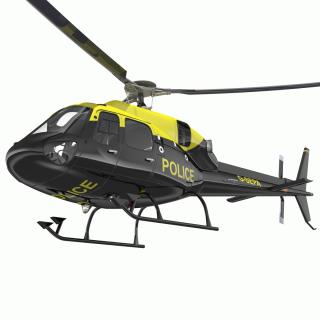 3D Police Helicopter Eurocopter AS 355 Rigged for Cinema 4D