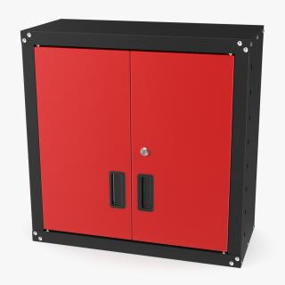 Wall Mounted Tool Storage Cabinet Red 3D