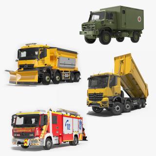 3D Mercedes Benz Trucks Rigged Collection model