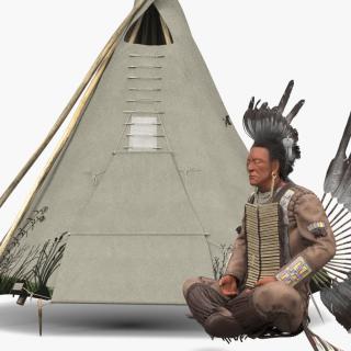 3D model Lodge and American Indian