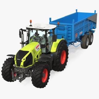 3D model Claas Axion 800 with Maupu 18t Trailer Rigged