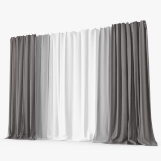 3D Classic Window Curtains Grey model