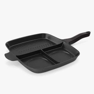 Divided 3 Section Grill Griddle Skillet Generic 3D