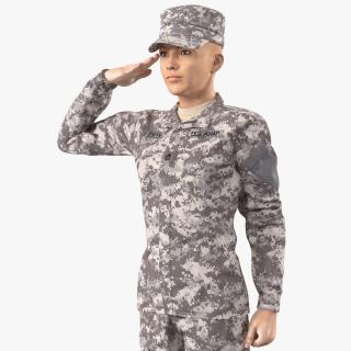 3D Female Soldier Military ACU Saluting Pose