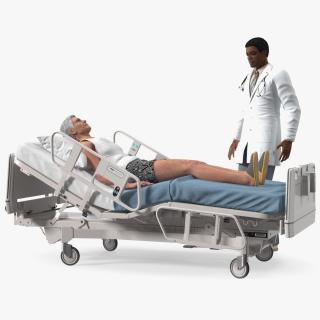 3D Patient on Hospital Bed 2 and Doctor