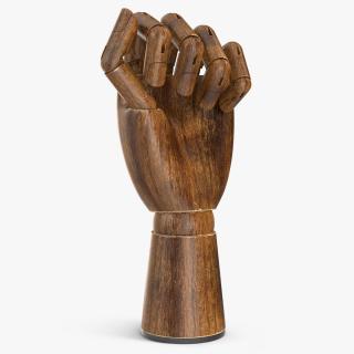 3D model Hand with Posable Fingers Dark Wood Fist Pose