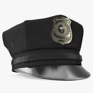 Police Officer Cap with Badge 3D model