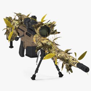 3D Rifle Barrett M98B Leaf Wrap model