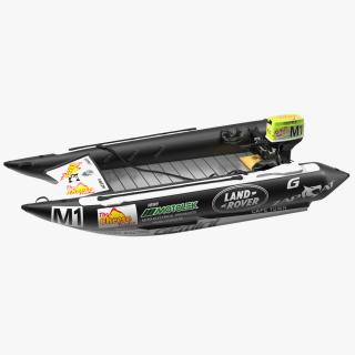 3D Racing Boat Gemini Zapcat F1 with Engine Black Rigged model