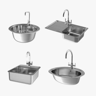 3D model Kitchen Sinks with Tap Collection 2