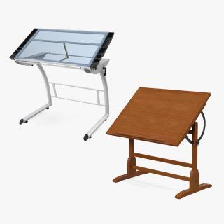 Tiltable Drawing Tables Collection 3D model