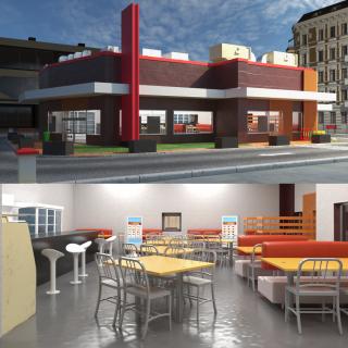 Quick Service Restaurant 3D model