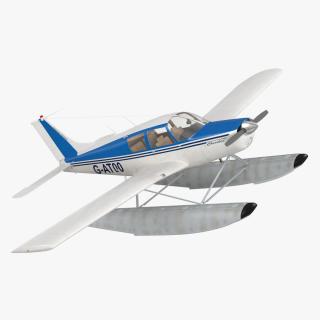 Personal Seaplane Aircraft Piper PA-28 Cherokee Rigged 3D model