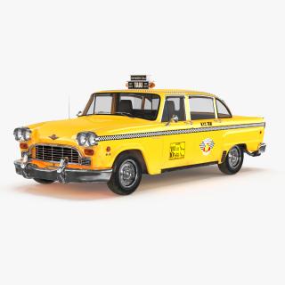 3D Retro Checker Taxi Cab Simple Interior model