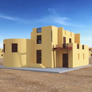 3D model Cartoon Arab House with Cylindrical Extension