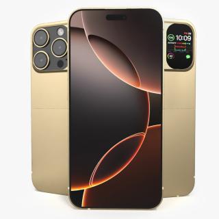 3D Flip Phone Radiant Gold model