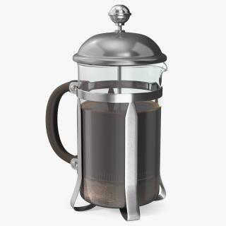 French Press Coffee Pot 2 with Coffee 2 3D model