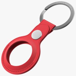 AirTag Leather Key Ring Red 3D