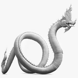 Serpent Naga Dragon White Statue 3D