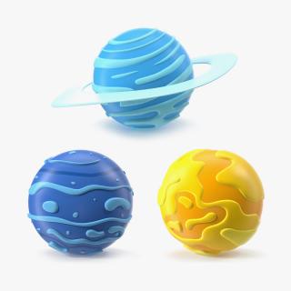 3D Cartoon Planets Collection