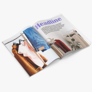 3D Open Fashion Magazine Mockup model