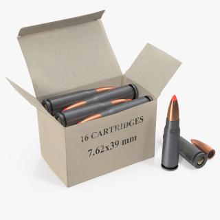 Box of 7.62x39mm Intermediate Cartridge 3D model