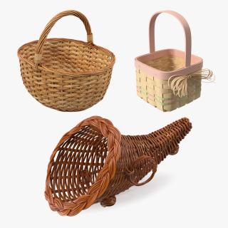 3D model Wicker Baskets Collection