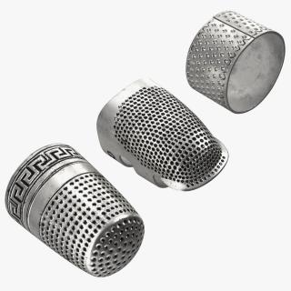 3D Quilting Thimbles Silver Set model