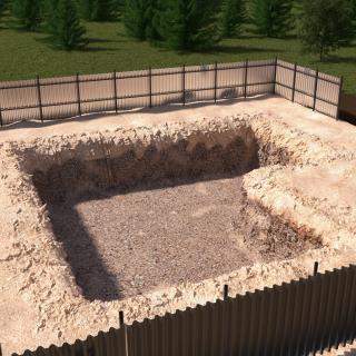 Excavated Building Foundation Terrain 3D