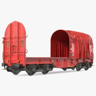 DB Cargo Coil Transporter Tarpaulin Freight Wagon No Interior Dirty 3D
