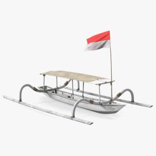 Bali Traditional Boat Jukung White 3D model