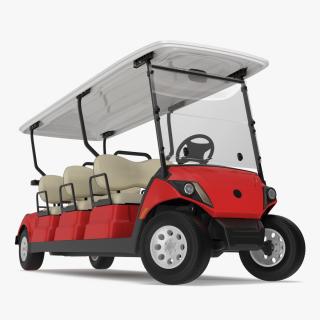 3D Yamaha Golf Electric Six Seat Car Red Rigged for Cinema 4D model