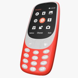 3D Red Nokia 3310 New Lights On model