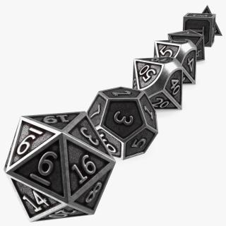 Silver DND Dice Set 3D model