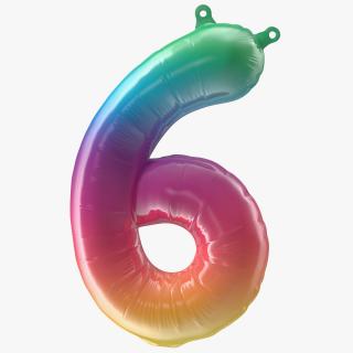 3D model Balloon Numbers 6 Rainbow