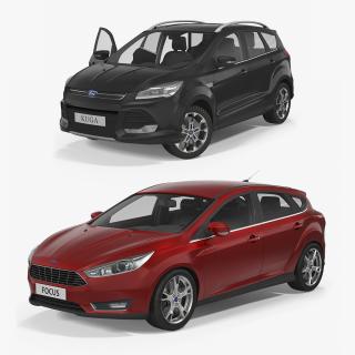 Ford Kuga and Ford Focus Rigged Collection 3D