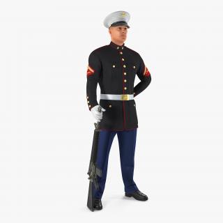 3D model US Marine Corps Soldier in Parade Uniform with M16