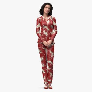 Asian Woman in Satin Pijama Rigged 3D model